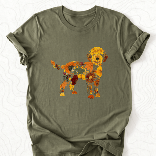 Floral Dog Tee - Military Green