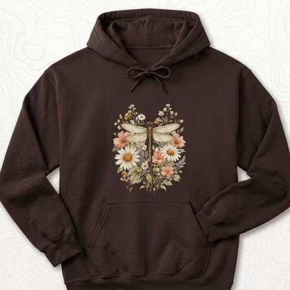 Floral Dragonfly Hoodie - Dark Chocolate