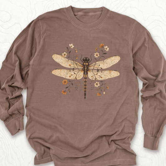 Floral Dragonfly LS T-shirt - Espresso