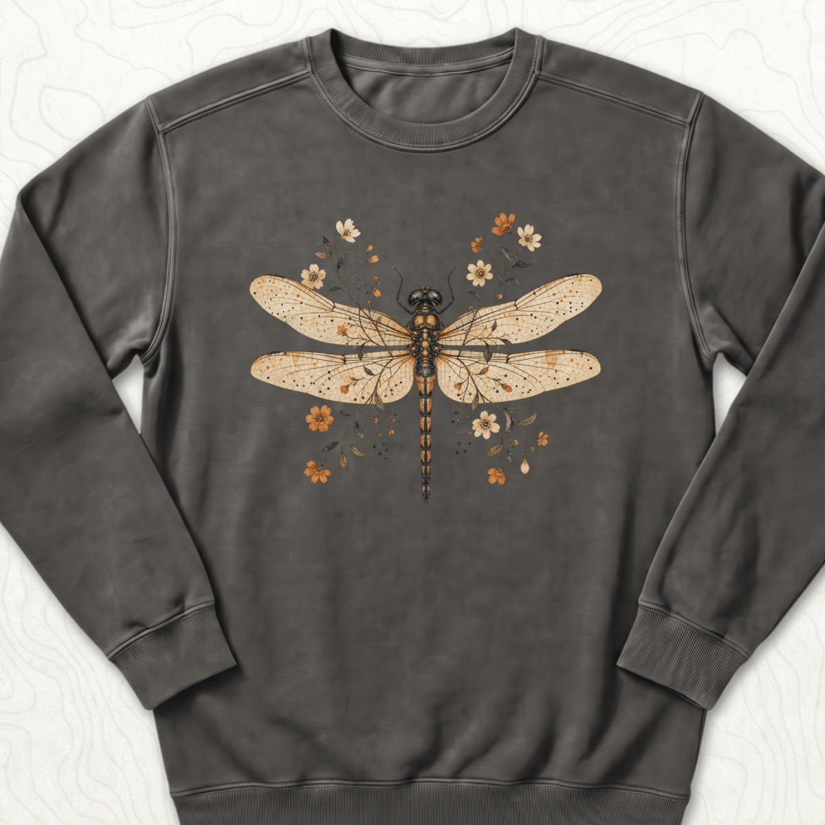 Floral Dragonfly Sweatshirt - Pepper