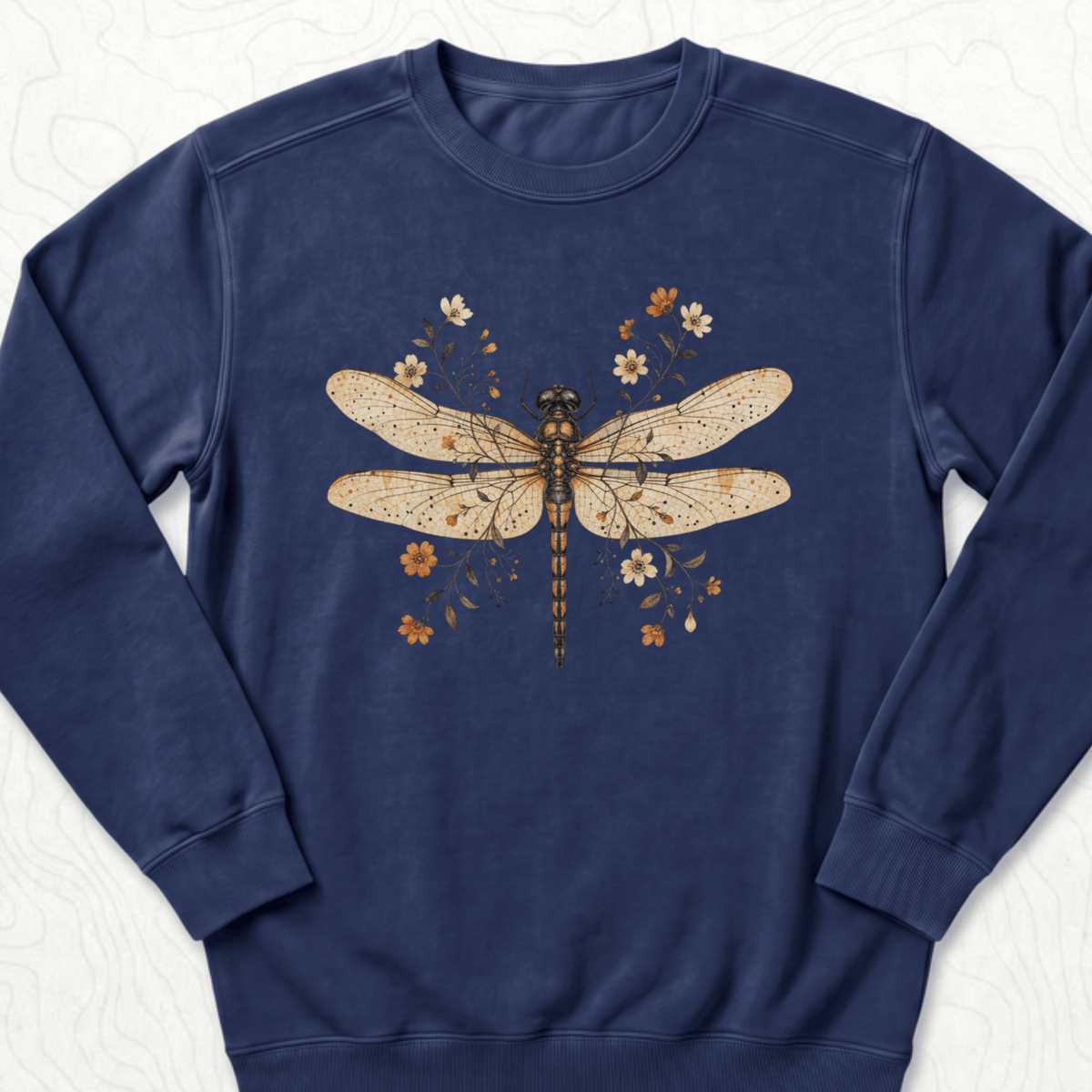 Floral Dragonfly Sweatshirt - True Navy