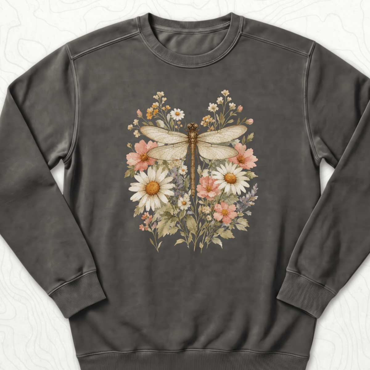Floral Dragonfly Sweatshirt - Pepper