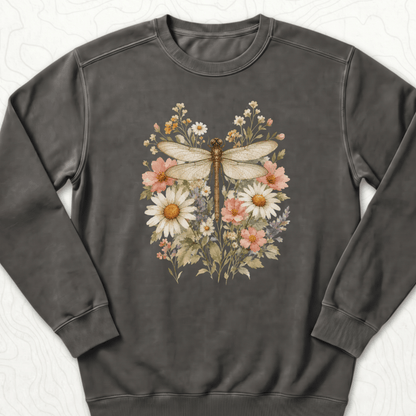 Floral Dragonfly Sweatshirt - Pepper