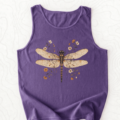 Floral Dragonfly Tank Top - Grape