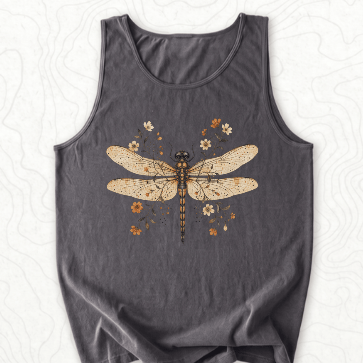 Floral Dragonfly Tank Top - Pepper