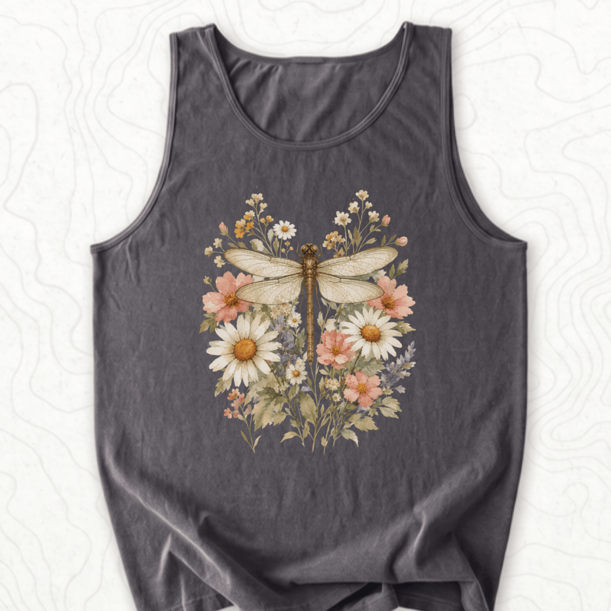 Floral Dragonfly Tank Top - Pepper