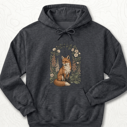 Floral Fox Hoodie - Dark Heather