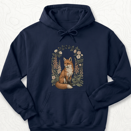 Floral Fox Hoodie - Navy