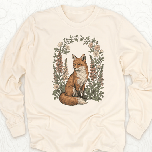 Floral Fox LS T-shirt - Ivory