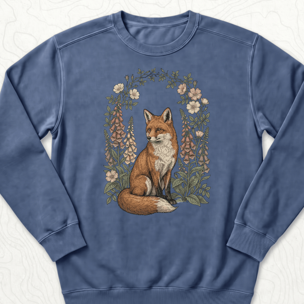Floral Fox Sweatshirt - Denim
