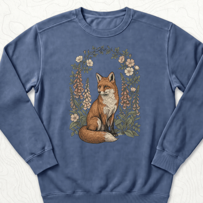 Floral Fox Sweatshirt - Denim