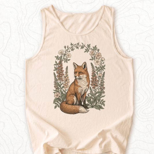 Floral Fox Tank Top - Ivory