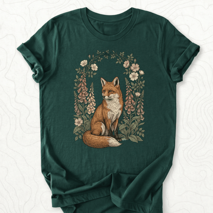 Floral Fox Tee - Forest