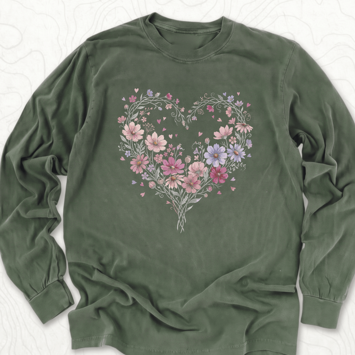 Floral Heart LS T-shirt - Hemp