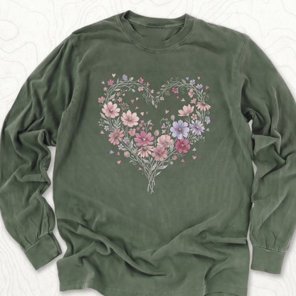 Floral Heart LS T-shirt - Hemp
