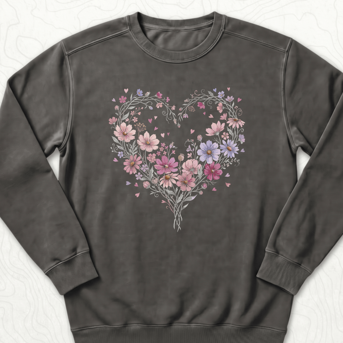 Floral Heart Sweatshirt - Pepper