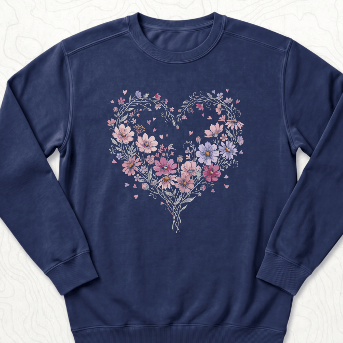 Floral Heart Sweatshirt - True Navy
