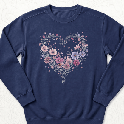 Floral Heart Sweatshirt - True Navy