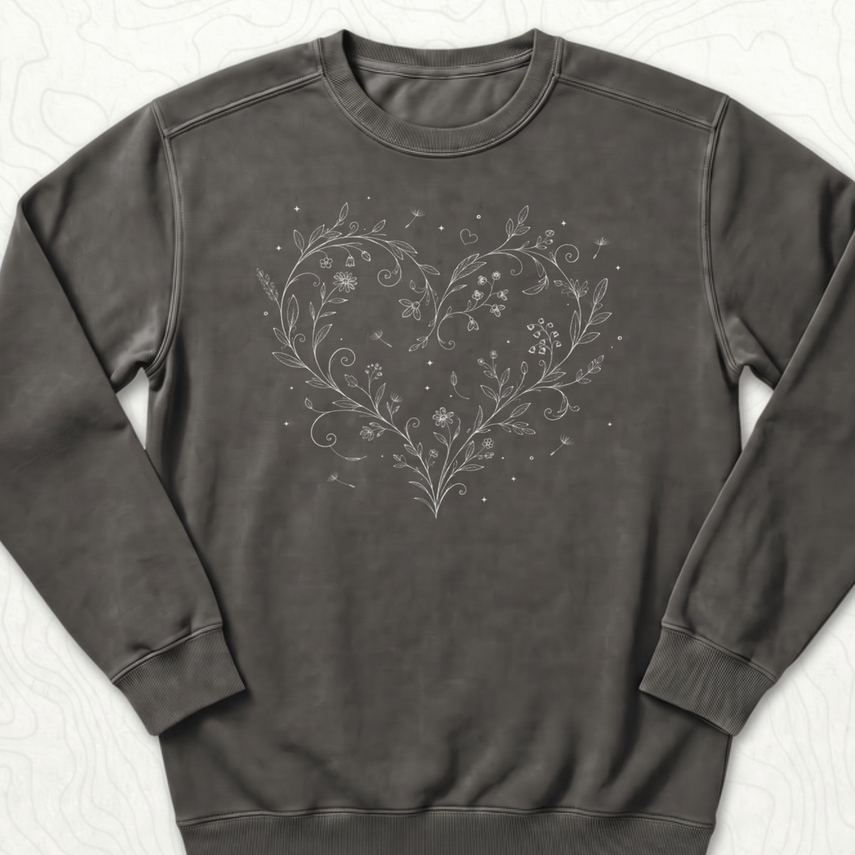 Floral Heart Sweatshirt - Pepper