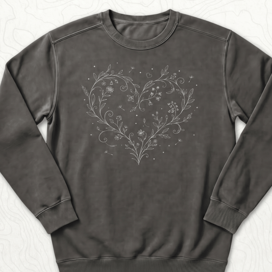 Floral Heart Sweatshirt - Pepper