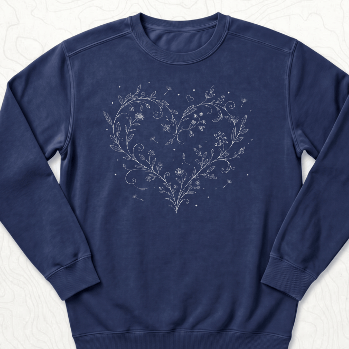 Floral Heart Sweatshirt - True Navy