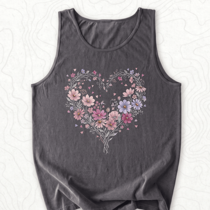 Floral Heart Tank Top - Pepper