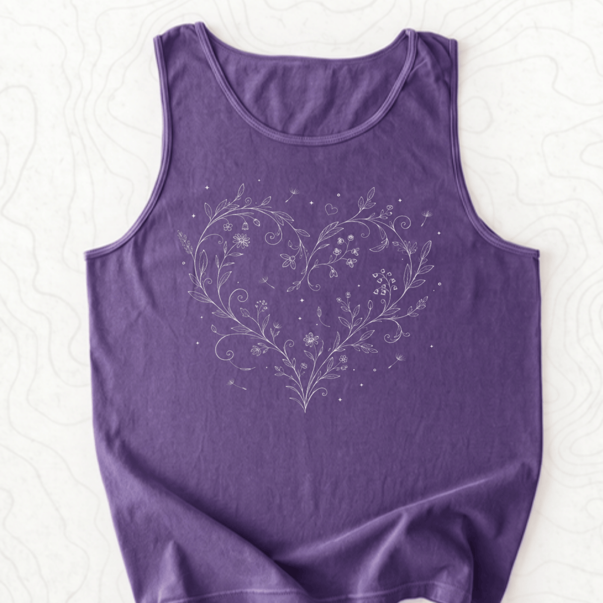 Floral Heart Tank Top - Grape