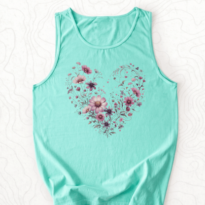 Floral Heart Tank Top - Island Reef