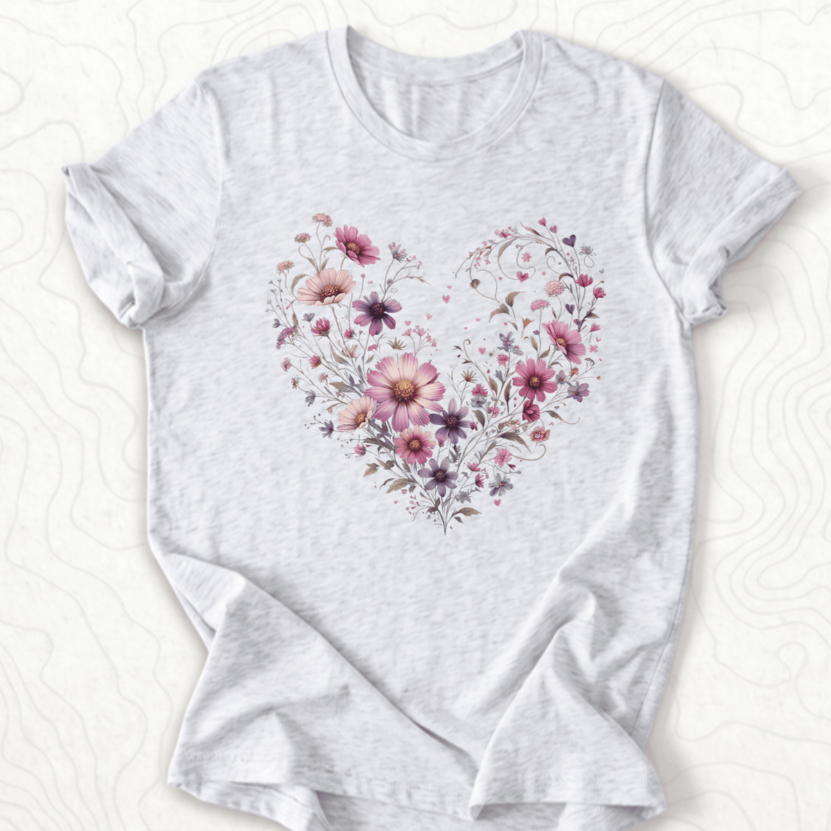 Floral Heart Tee - Ash