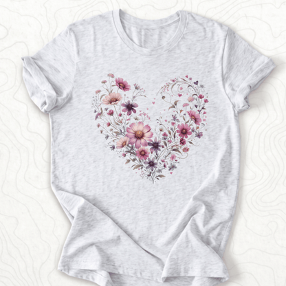 Floral Heart Tee - Ash