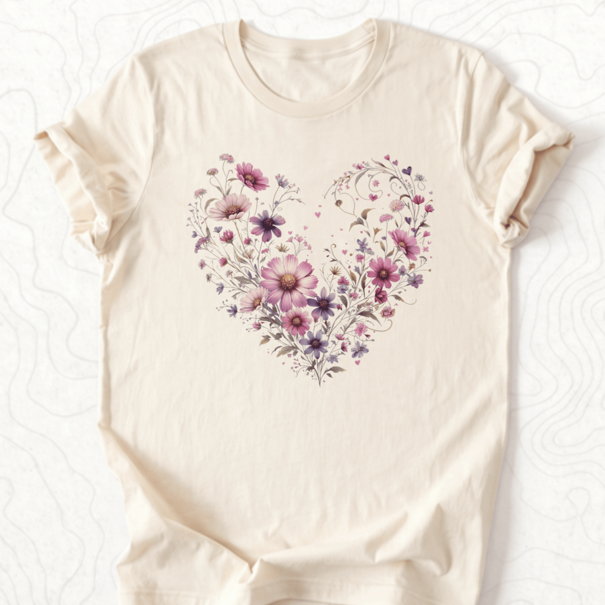 Floral Heart Tee - Natural