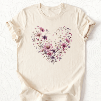 Floral Heart Tee - Natural