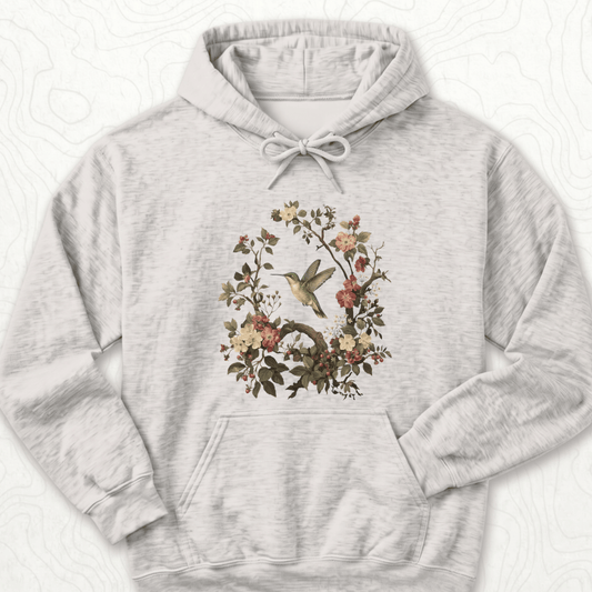 Floral Hummingbird Hoodie - Ash