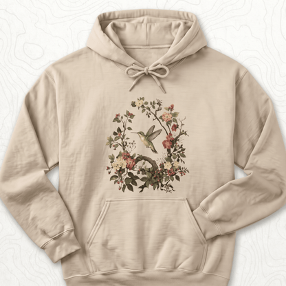Floral Hummingbird Hoodie - Sand