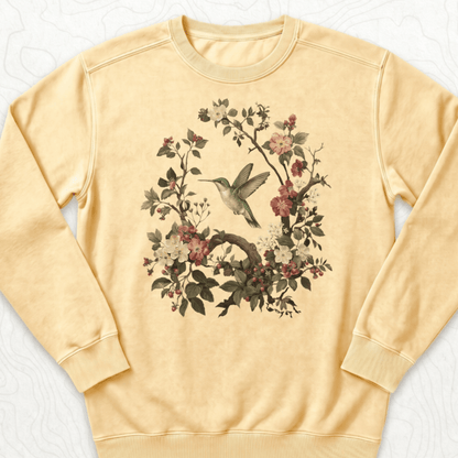 Floral Hummingbird Sweatshirt - Butter