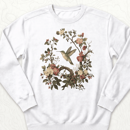 Floral Hummingbird Sweatshirt - White