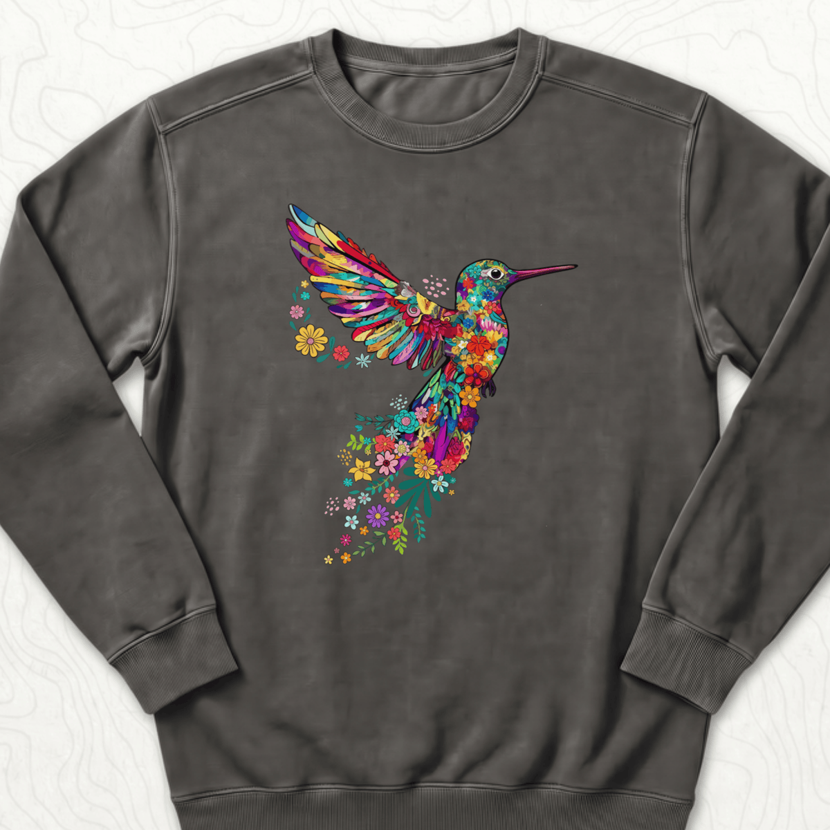 Floral Hummingbird Sweatshirt - Pepper