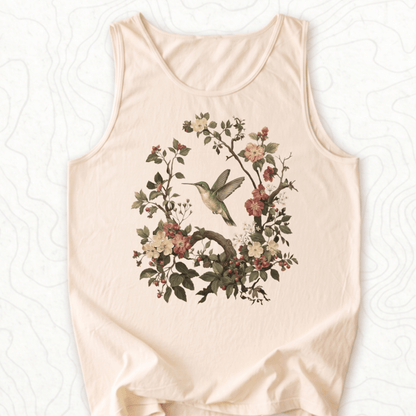 Floral Hummingbird Tank Top - Ivory