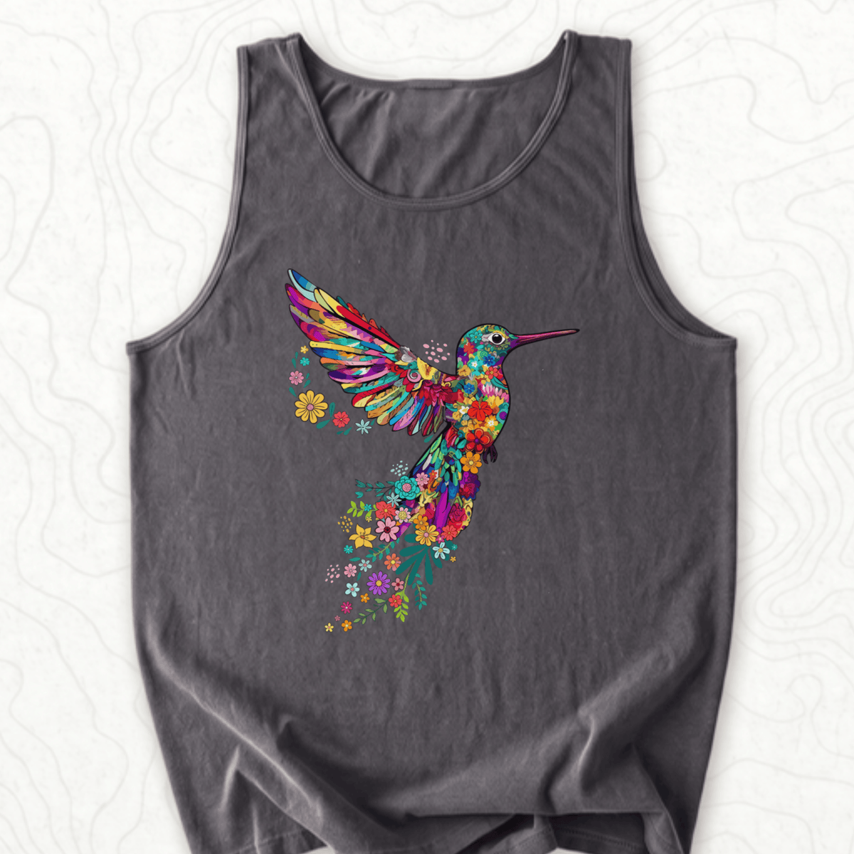 Floral Hummingbird Tank Top - Pepper
