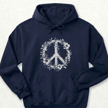 Floral Peace Hoodie - Navy
