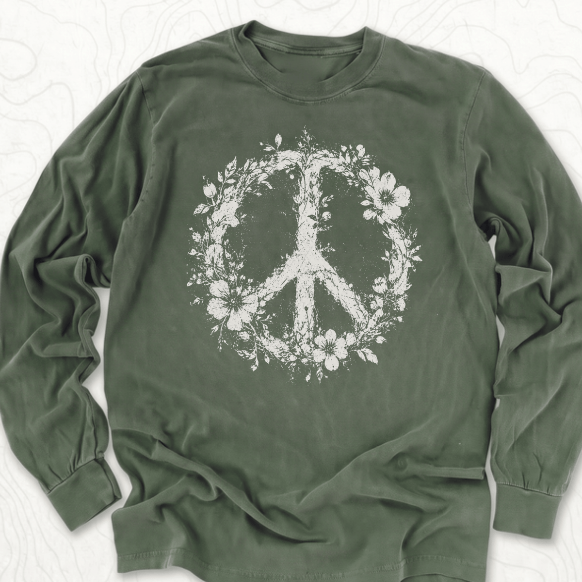Floral Peace LS T-shirt - Hemp