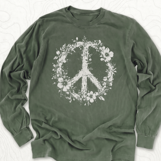 Floral Peace LS T-shirt - Hemp