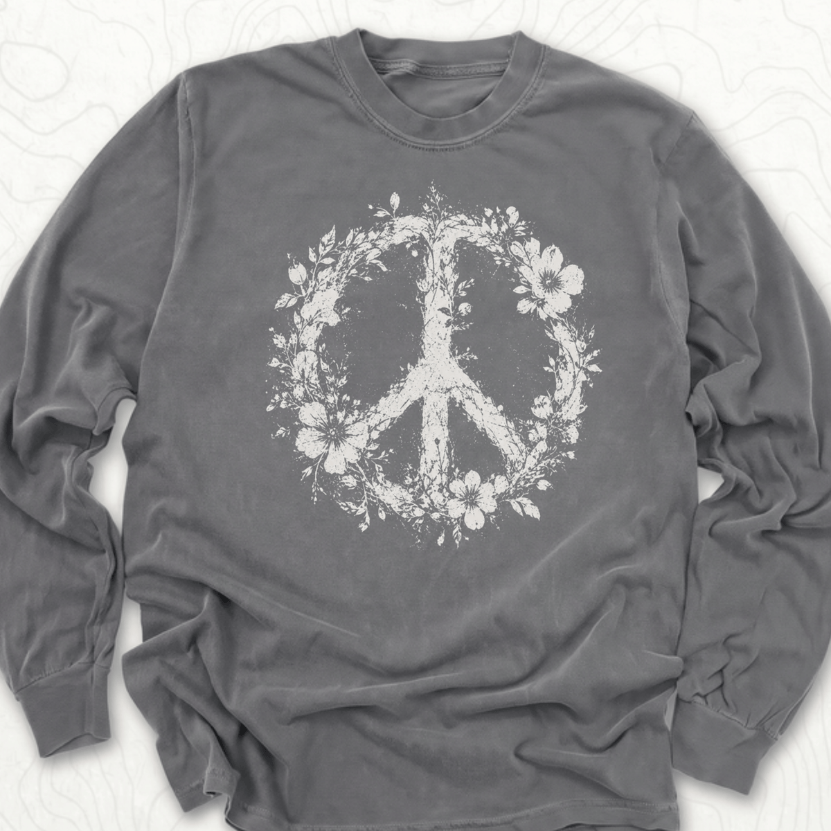 Floral Peace LS T-shirt - Pepper