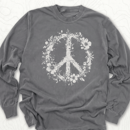 Floral Peace LS T-shirt - Pepper