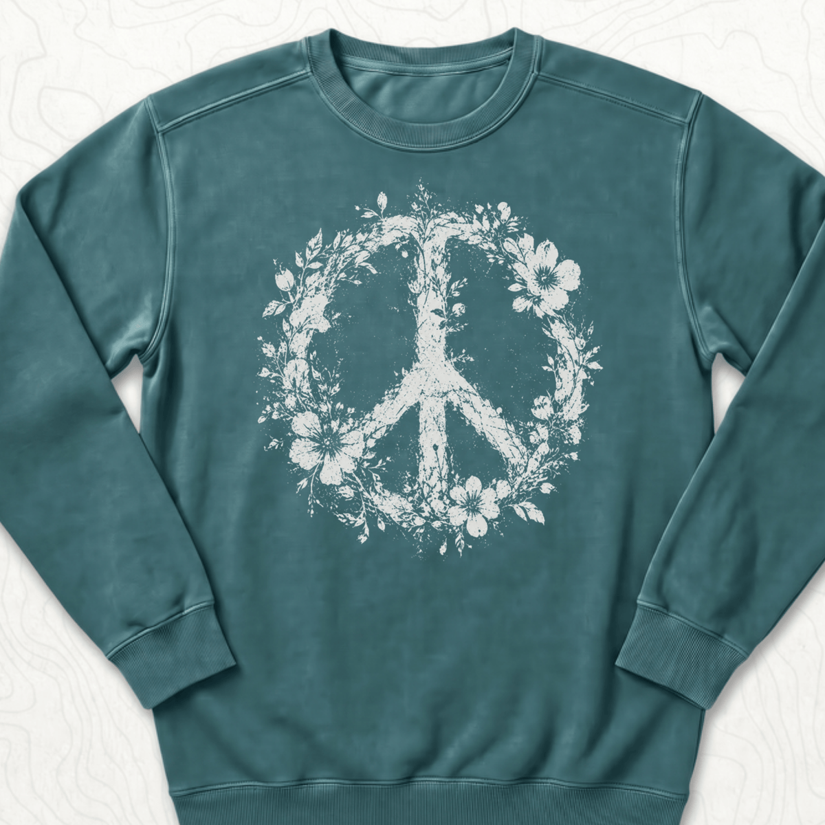 Floral Peace Sweatshirt - Blue Spruce