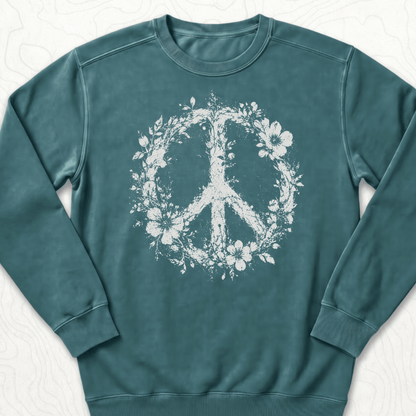 Floral Peace Sweatshirt - Blue Spruce