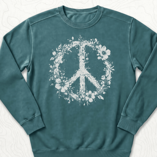 Floral Peace Sweatshirt - Blue Spruce