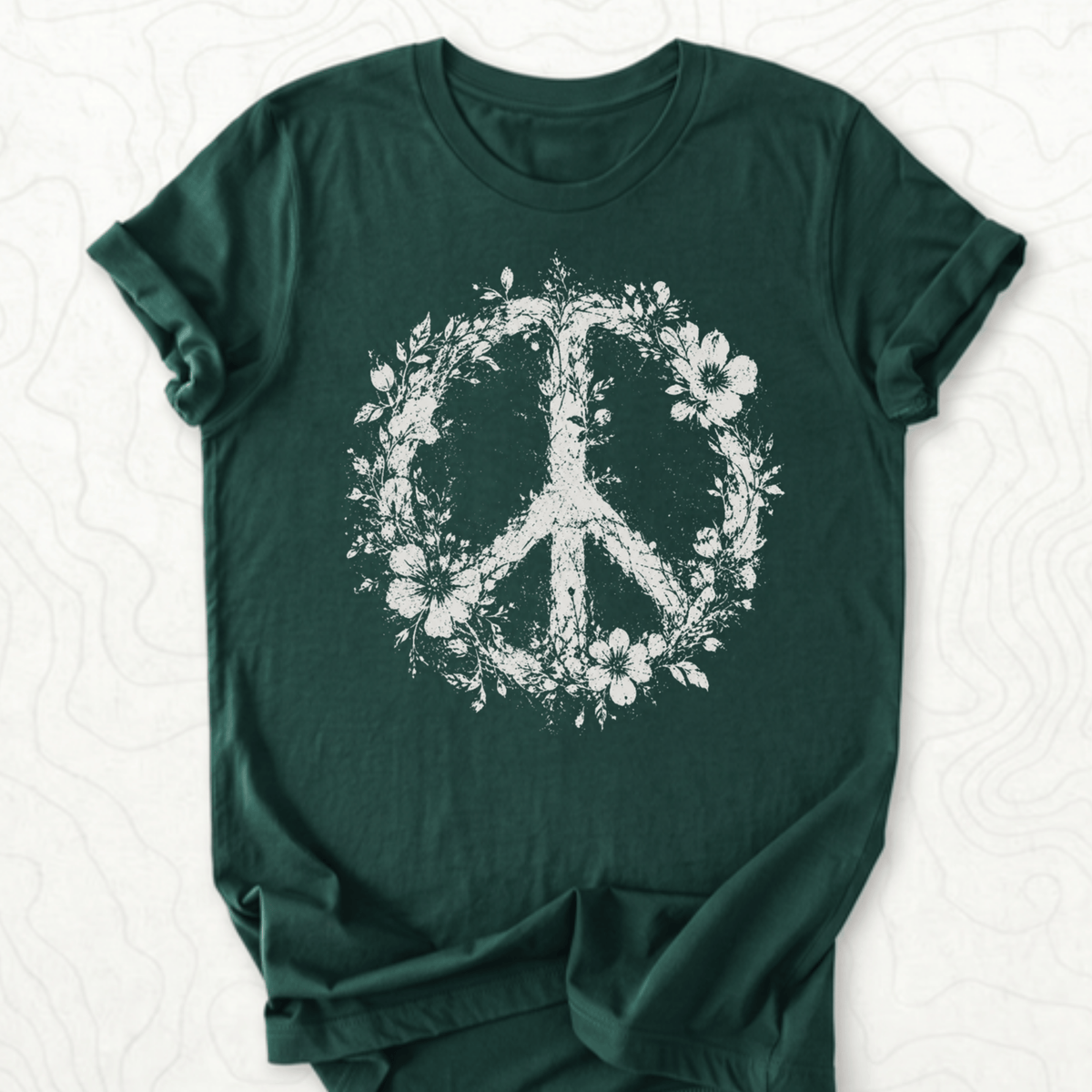 Floral Peace Tee - Forest
