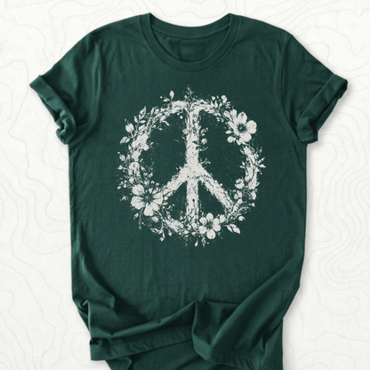 Floral Peace Tee - Forest