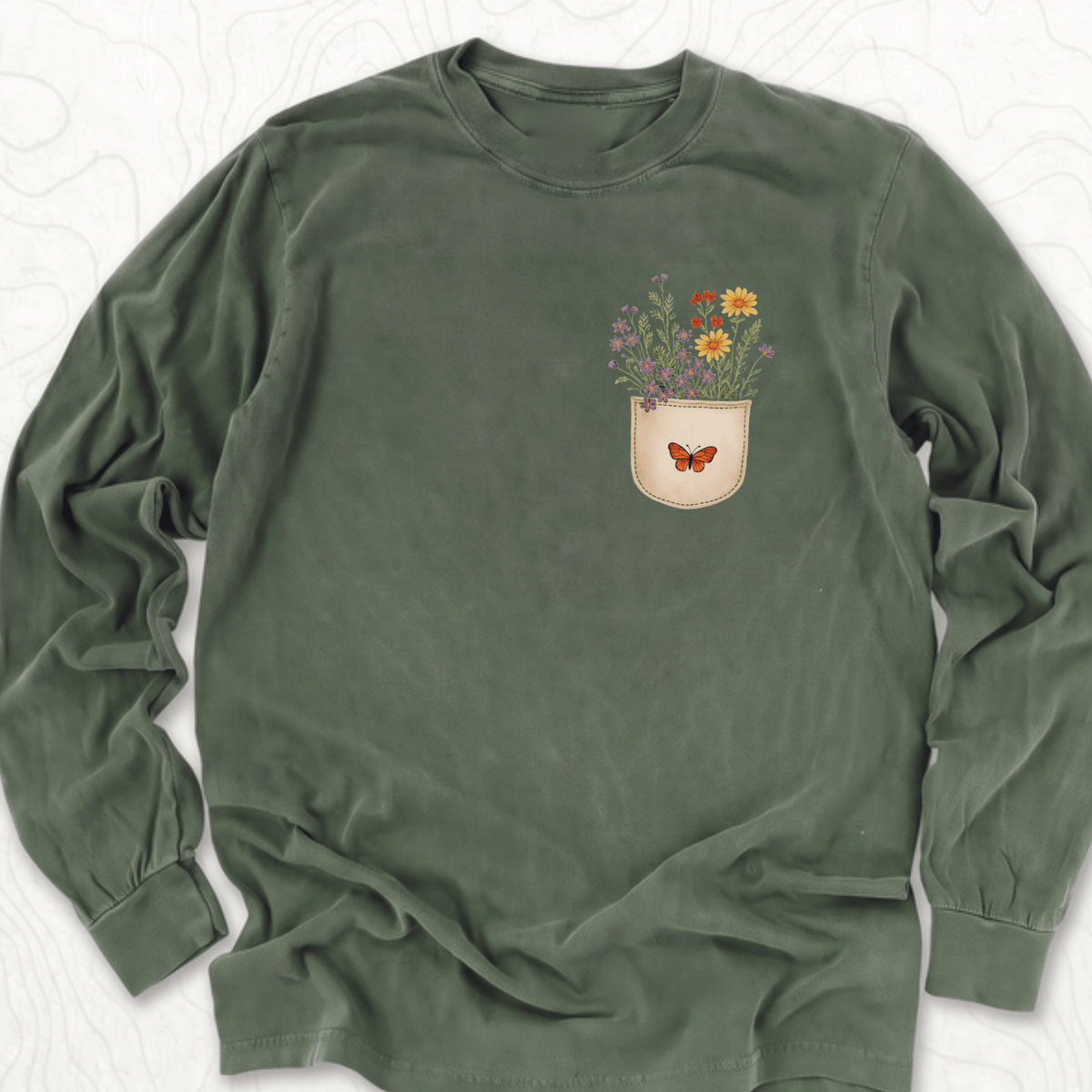 Floral Pocket LS T-shirt - Hemp